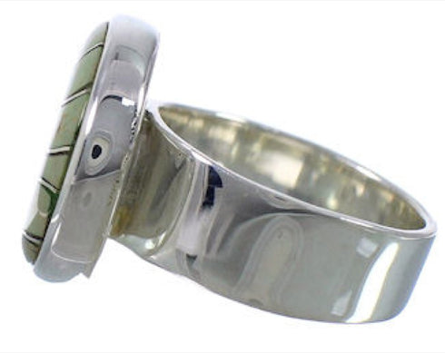 Sturdy Turquoise Southwest Silver Ring Size 8-1/4 WX38301